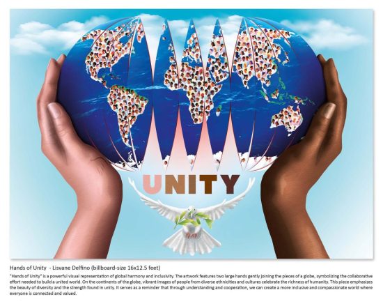 Hands of Unity  - Lisvane Delfino (billboard-size 16x12.5 feet) 2024